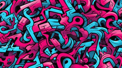 Obraz premium pink and blue graffiti pattern geometric shapes design poster background