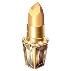 a golden lipstick with diamonds on it
