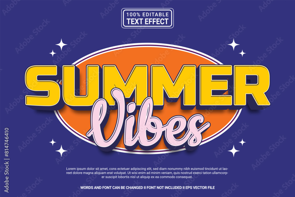 Poster editable text style effect summer vibes theme, modren typography