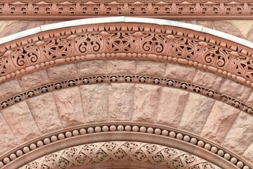 Intricate decoration in colonial arch, Old City Hall, Toronto, Canada