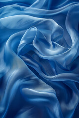 Obraz premium Fluid Blue Satin Fabric with Elegant Waves
