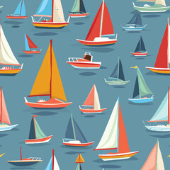 sailboats and boats hand-drawn tiled patterns and textures, repeatable tiling shapes for fashion, fabric, design backgrounds, and more.