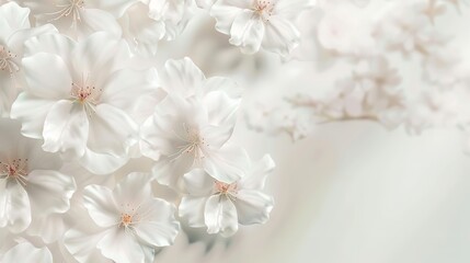 Banner with White Flowers on a Light Delicate Background

