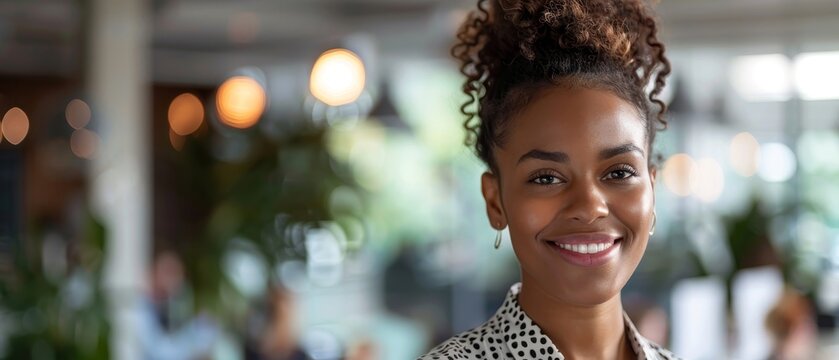 Portrait of a call center manager smiling as they oversee the office floor, ensuring a supportive and positive work environment