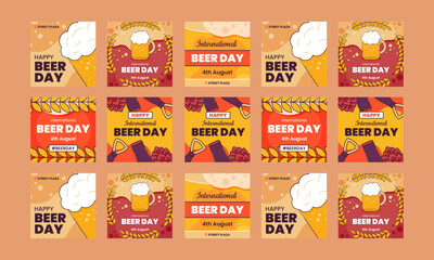 happy beer day social media post vector flat design