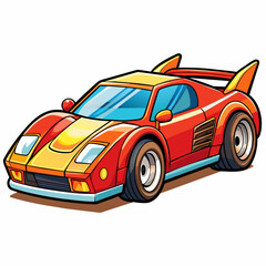 Sport Car Racing Cartoon Vector Icon Illustration