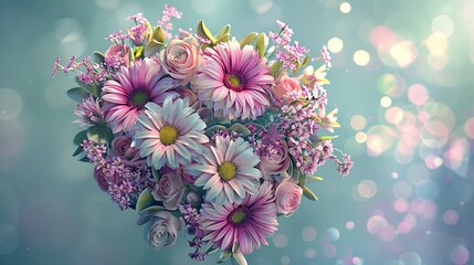 Bouquet of Flowers in Heart Shape - Valentine's Day

