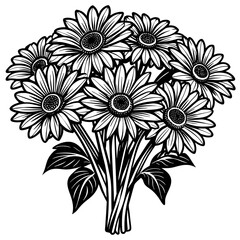 Vibrant Gerbera Daisy Flower Bouquet Illustration