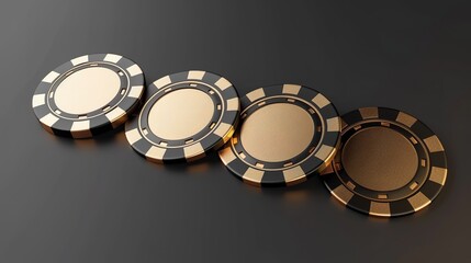 An elegant display of golden casino chips against a dark background, symbolizing luxury and wealth in a gaming environment