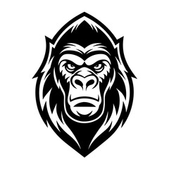 Minimalist Gorilla Logo Vector Art Illustration
