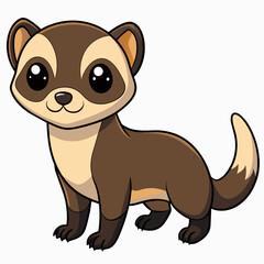 Cute Hand Drawn Black Footed Ferret SVG Illustration for Adobe Stock Photos
