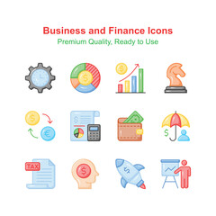 Business and finance premium icons set, ready to use vectors