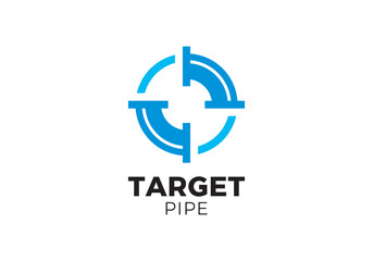 pipe with target logo. plumbing service symbol icon design