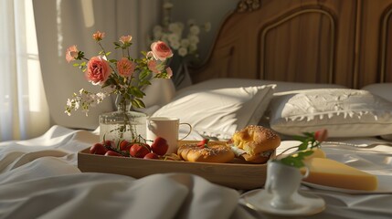 Cozy Breakfast Tray with Floral Accents: Intimate Mother's Day Morning