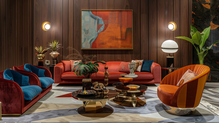 Modern decor with vibrant and classy furniture, enhancing the visual appeal of the living room