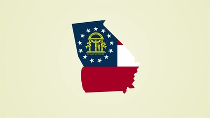 Georgia state flag United States map outline zoom in animation