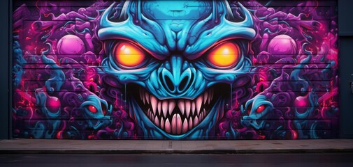Explore the fusion of street art and futuristic technologies up close Infuse the scene with a dynamic pop of neon colors against a gritty backdrop Choose an unusual camera angle to