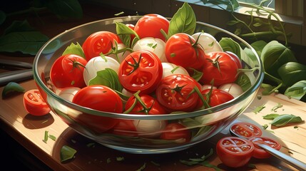 Caprese salad with tomatoes mozzarella and basil