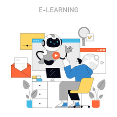E-Learning concept. Vector illustration.