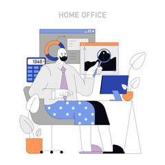 Home Office setup. Vector illustration.