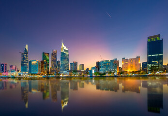 Obraz premium Sunset HiltonSaiGon in Ho Chi Minh City, Viet Nam