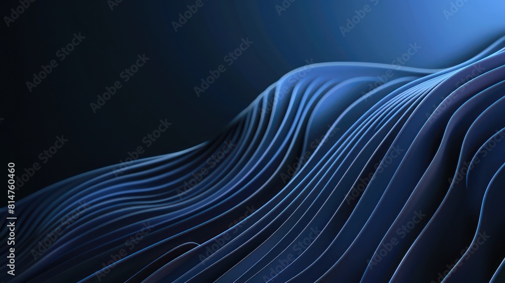 Poster this image showcases a seamless pattern of blue abstract wavy lines flowing over a dark background w