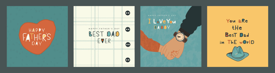 Happy father's day, set of vector postcards. Cute illustrations for design greeting cards, promotional materials and other © Liliya