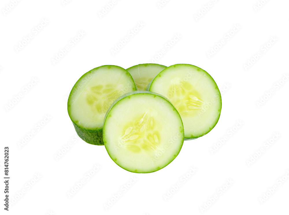 Poster sliced cucumber isolated on white background
