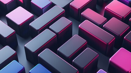 Fototapeta premium Abstract image with a 3D rendering of various colorful and glossy cubic shapes, demonstrating depth and modern design