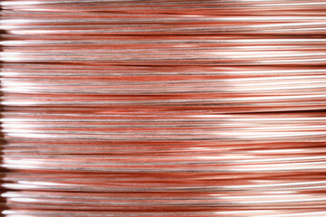 Close up of Copper wire rod Rolled pure copper wire Prepare to be made into electrical wire high quality