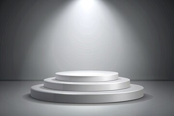 Fototapeta premium Round podium illuminated by spotlights in empty room.