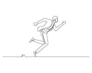 Continuous single line drawing of side view of men in suits running fast towards the goal. Healthy sport training concept design vector illustration