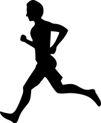 Black Silhouettes Runners sprint men on white background.