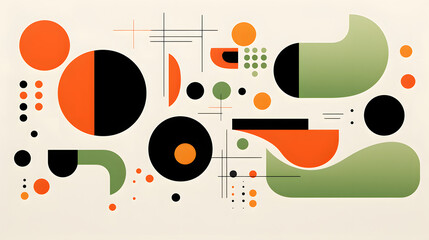 Obraz premium illustration with orange green and black shapes design poster background