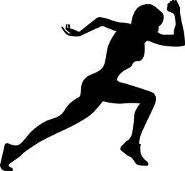 female sprinter running black silhouette