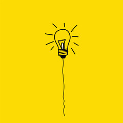 his video showcases a vector illustration of a light bulb against a yellow background