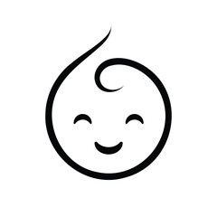 Baby smile simple icon black and white