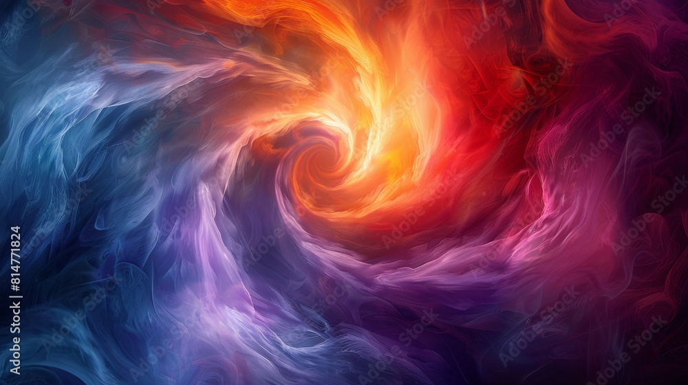 Poster vibrant swirl of abstract shapes in a dynamic composition.