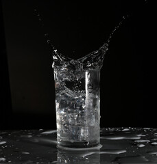 water splashing out glass