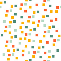 Chaotic squares, rhombuses seamless pattern. Vector abstract background. Cute simple shapes in a fun vintage palette, perfect for gift wrapping paper.
