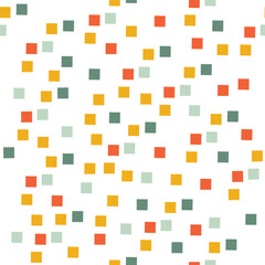 Chaotic squares, rhombuses seamless pattern. Vector abstract background. Cute simple shapes in a fun vintage palette, perfect for gift wrapping paper.