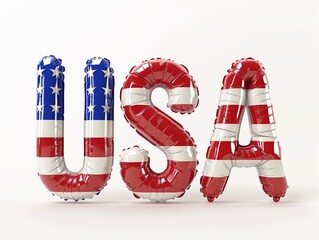 USA letter balloons, ideal for graphic design uses, virtual event backgrounds, and advertising American festivities
