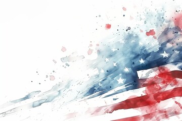 Artistic rendition of the American flag in watercolor, ideal for patriotic themes and creative projects