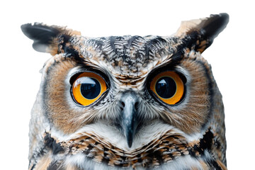 A funny owl with its eyes crossed, isolated on transparent background, png file