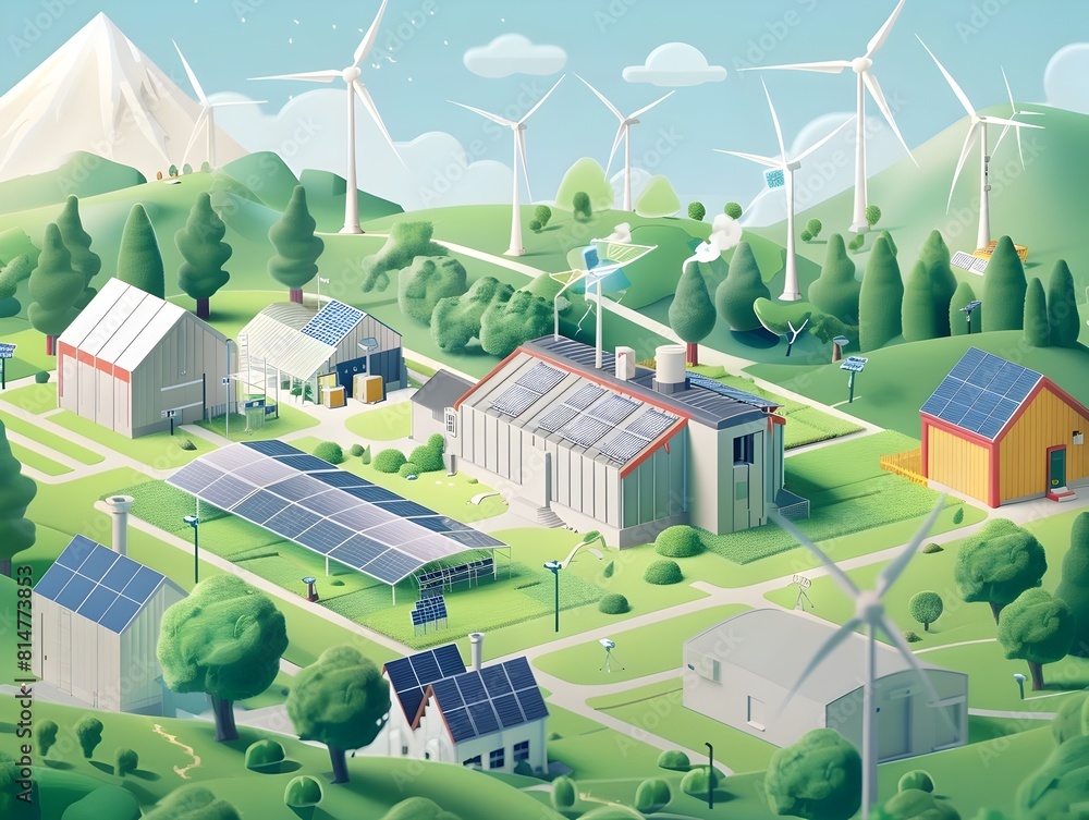 Wall mural distributed energy systems powering sustainable rural landscapes