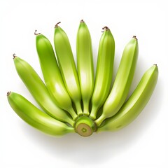 raw banana, green banana on white background