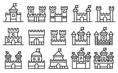Naklejka premium Castle line icon collection