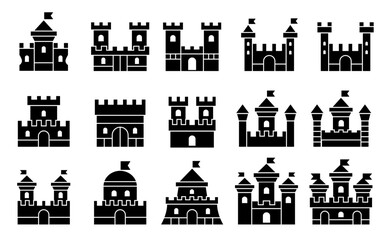 Castle silhouette icon collection