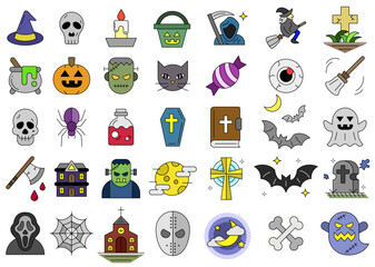 Halloween color icon collection