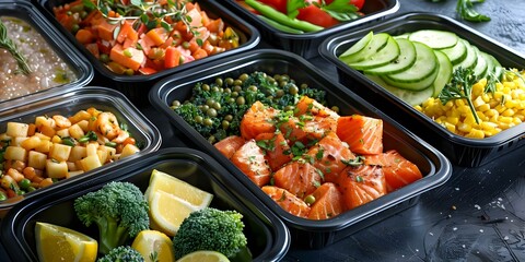 Pandemic meal delivery service offering fresh ingredients for convenient home cooking. Concept Convenient Meal Kits, Fresh Ingredients, Home Cooking, Pandemic Delivery Service, Healthy Eating